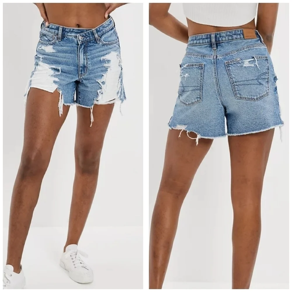 American Eagle Highest Rise Ripped Baggy Shorts